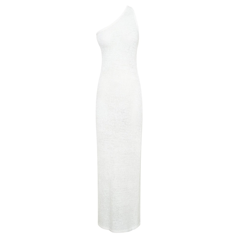 NWT Meshki Paisley One Shoulder Knit Maxi Dress - White